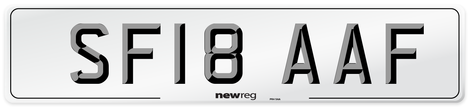 SF18 AAF Number Plate from New Reg